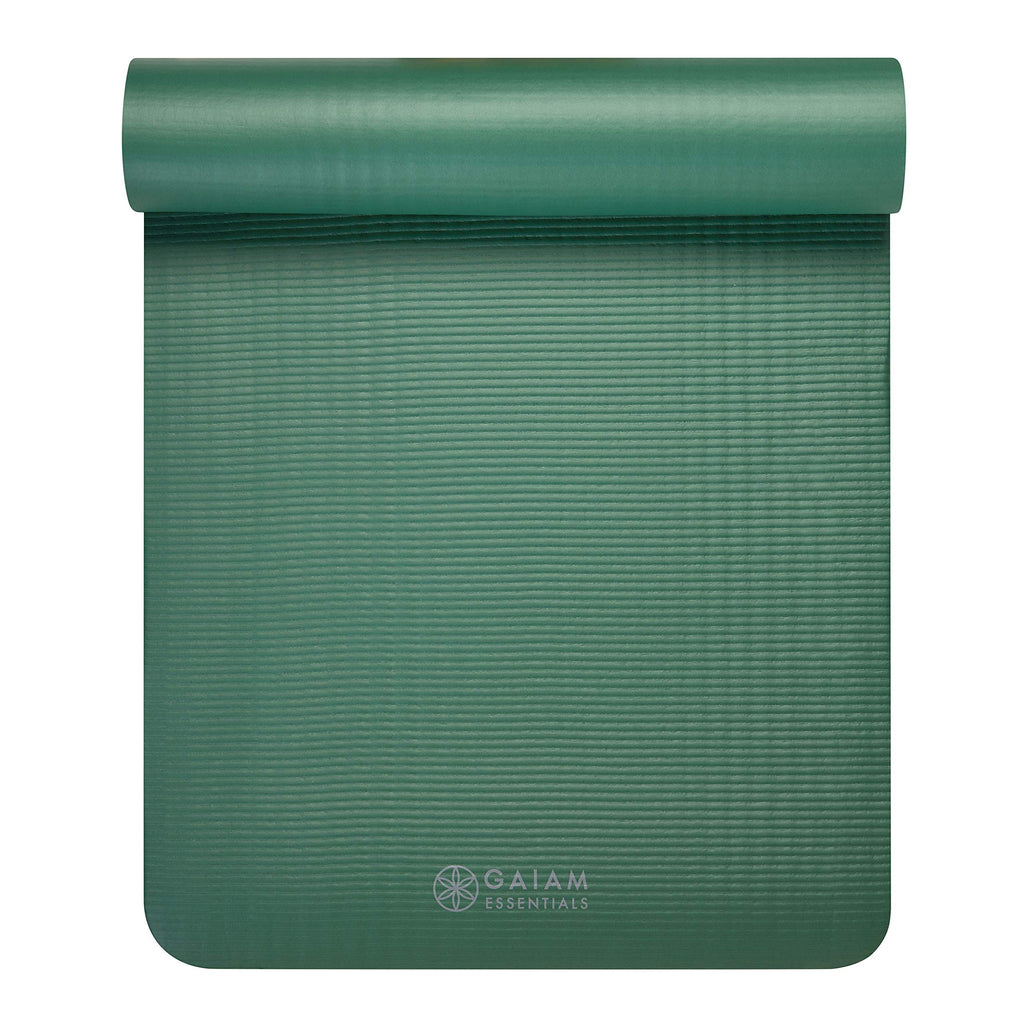 Essentials Thick Yoga Mat with Easy-Cinch Strap (Green, 10mm)