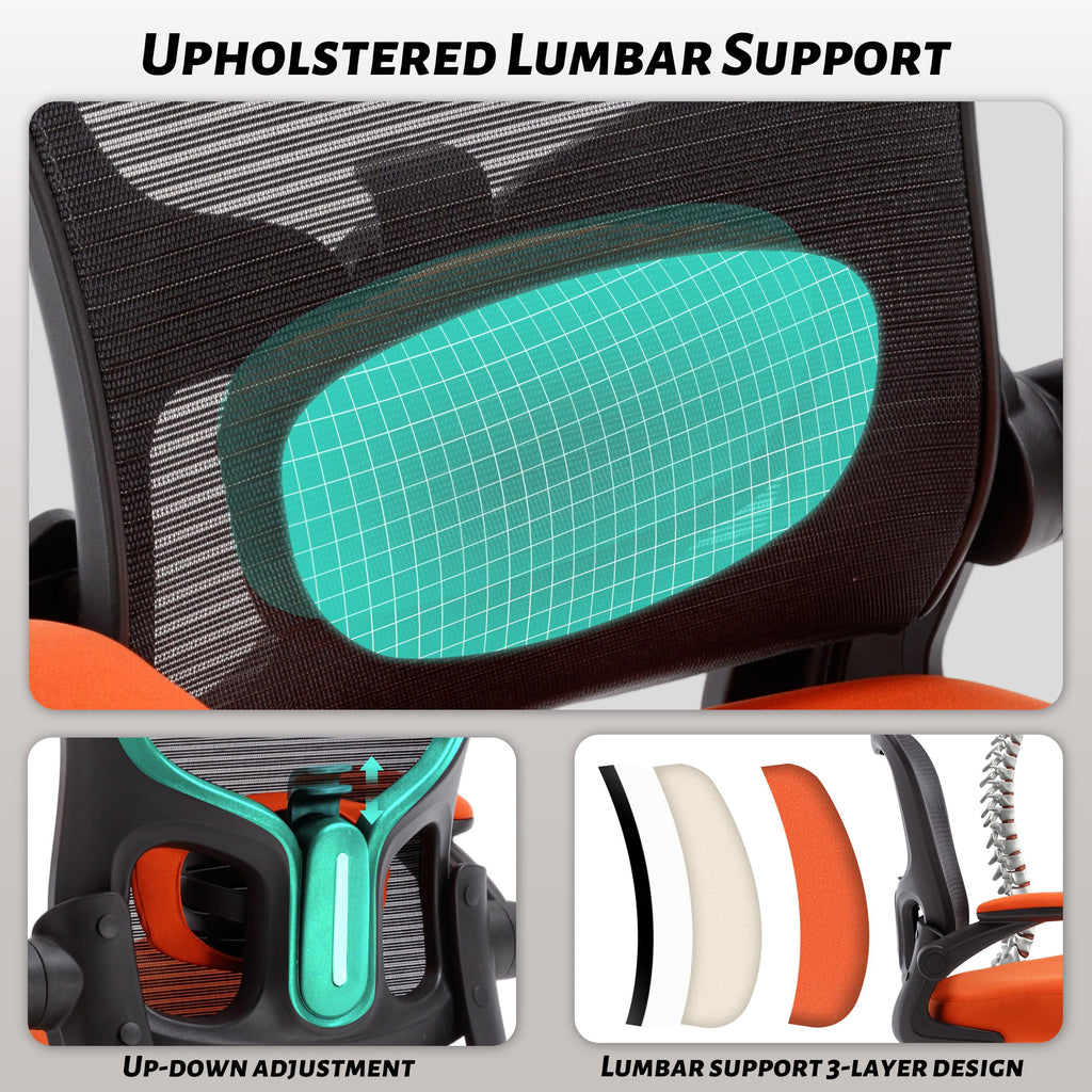 500LBS Ergonomic Drafting Chair Tall Office Chair for Counter Height or Standing Desk, Executive High Office Chairs with W-Shaped Thick Seat Cushion, Footrest Ring & Breathable Mesh, Orange