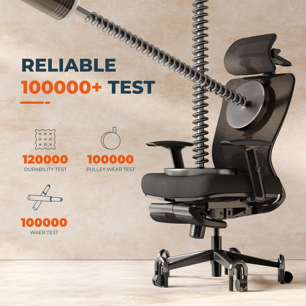 FitStand ErgoChair Pro Big and Tall Office Chair, Swivel Computer Chair, Home Office Desk Chairs， with Lumbar Support/17in Retractable Footrest/4D Headrest/400lbs Heavy Duty,Foam Seat Cushion,Black