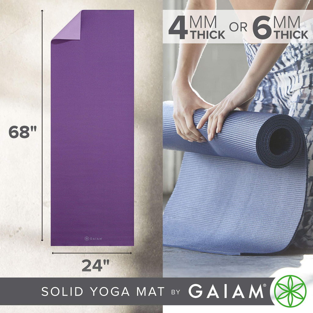Yoga Mat, Solid Color Non-Slip, 6mm (Purple Jam)
