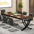 6.5FT Conference Table for 6-8 People, 78 inch Long Rectangular Seminar Table with Strong Metal Frame, Business Boardroom Desk for Office Meeting Conference Room (1PC, Brown)