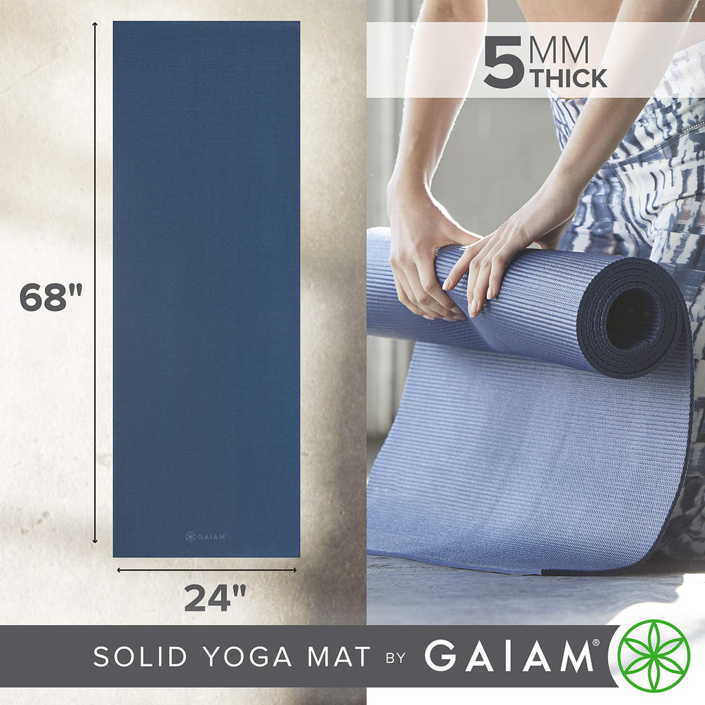 Premium Yoga Mat, 5mm Non-Slip Exercise Mat (Indigo Ink)