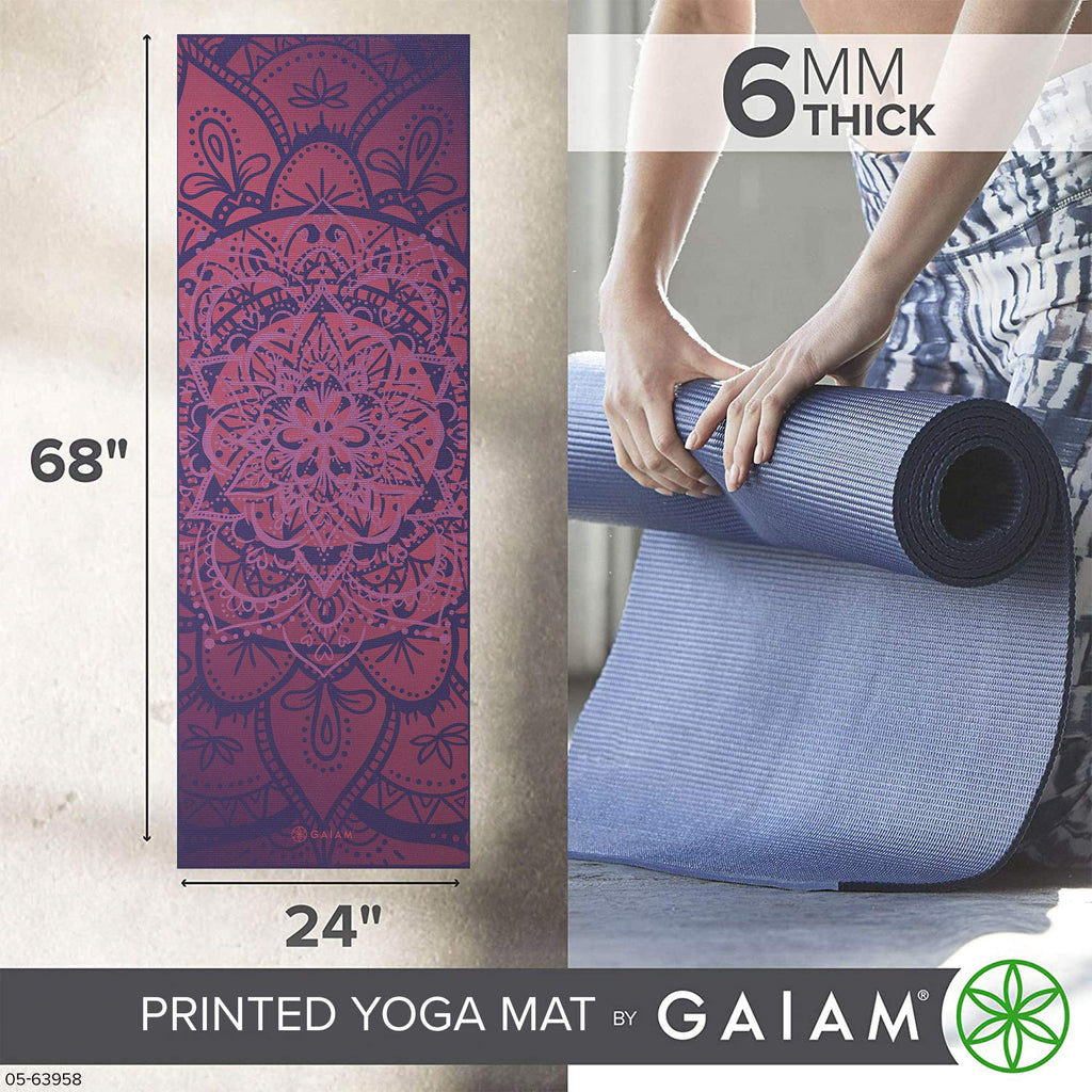 Premium Yoga Mat, 6mm Thick Print Mat (Athenian Rose)