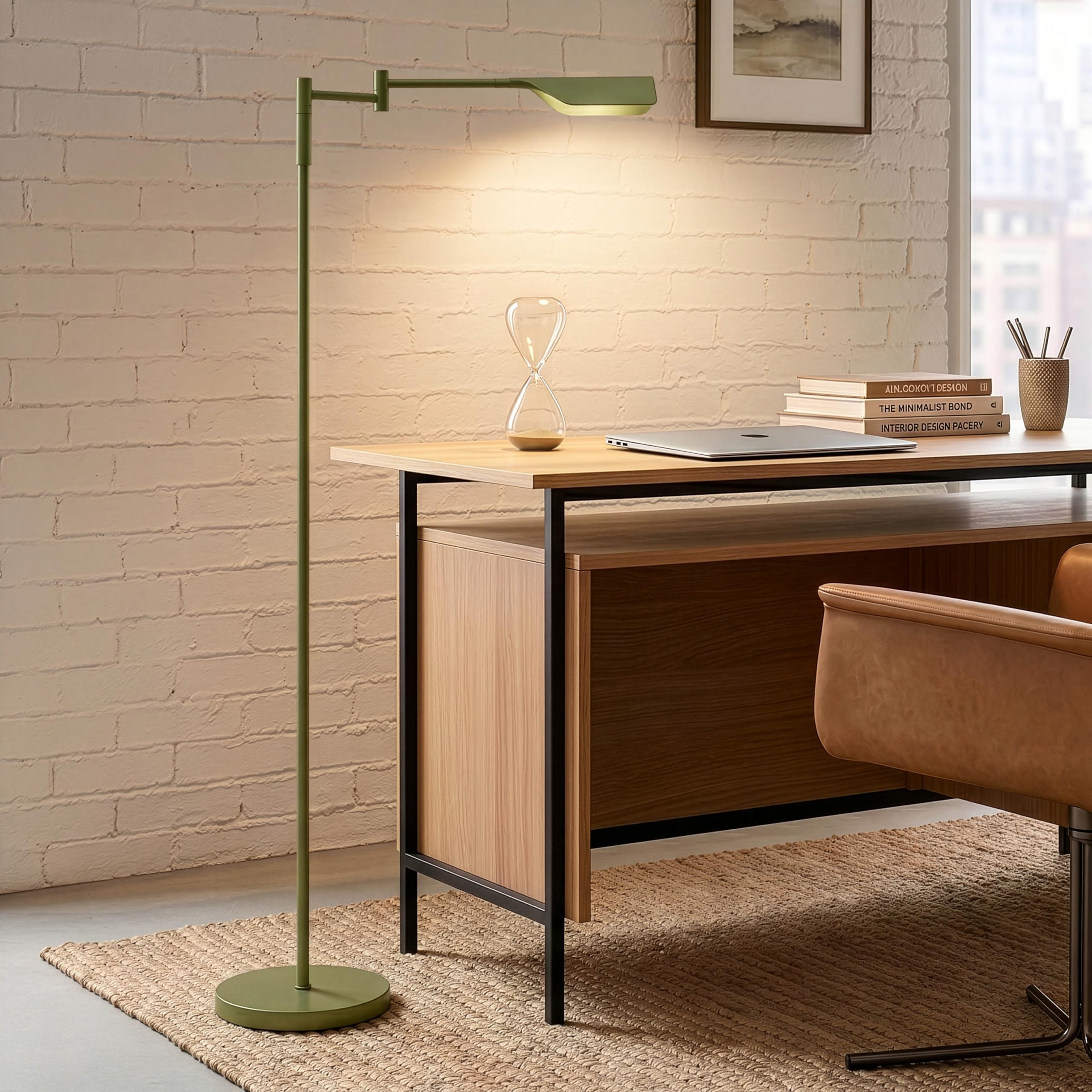 Leaf Pharmacy LED Reading Lamp, Dimmable Floor Lamp with Easy Rotation Over Chair or Desk for Living Rooms & Offices, Adjustable Standing Tall Lamp, for Sewing & Crafts - Green
