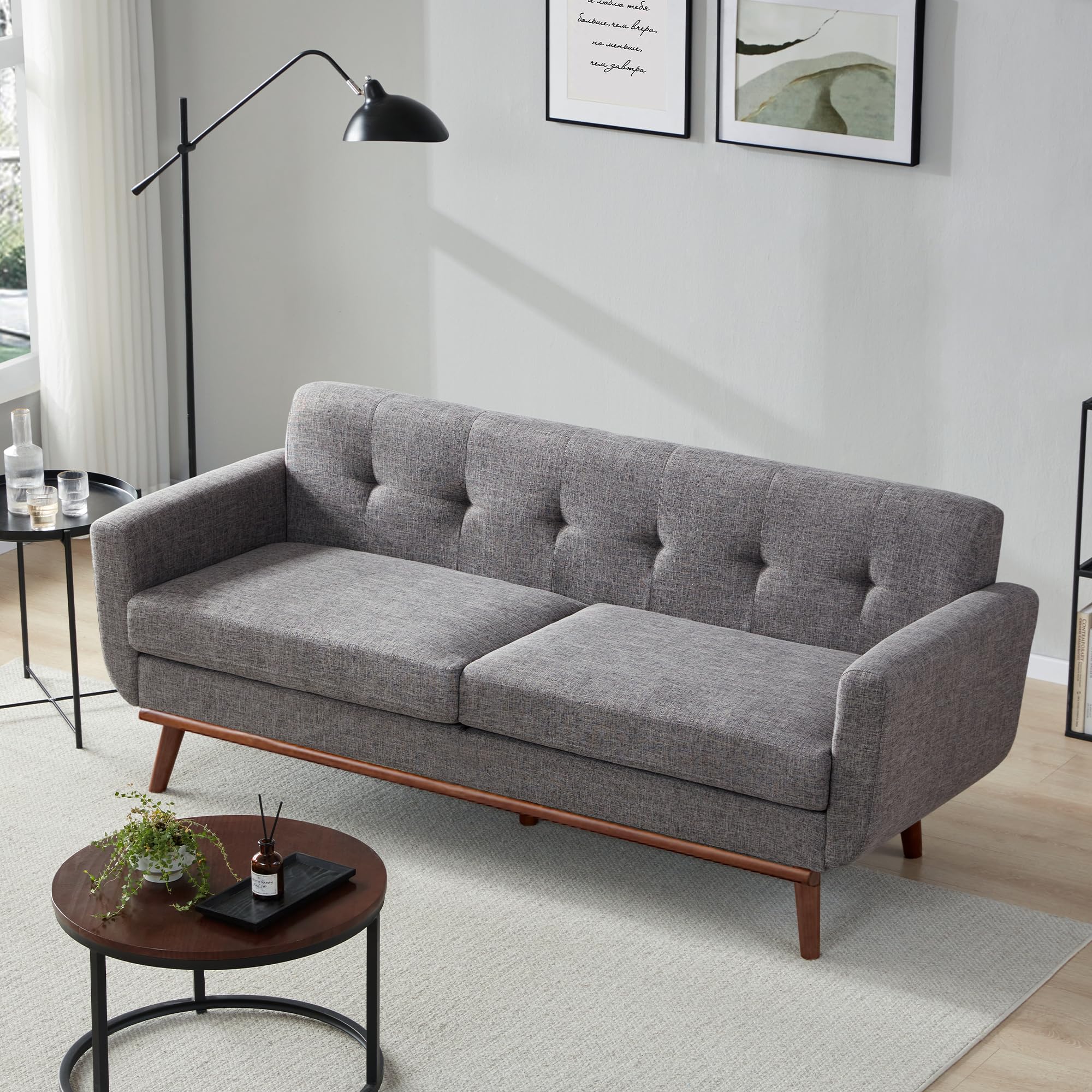 77.2" W Loveseat Sofa, Solid & Easy to Install Small Couch for Bedroom, Office, Apartment, Gray