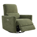 Power Recliner Chair Swivel Glider, FSC Certified Upholstered Living Room Nursery Reclining Sofa Chair with Lumbar Support, Green