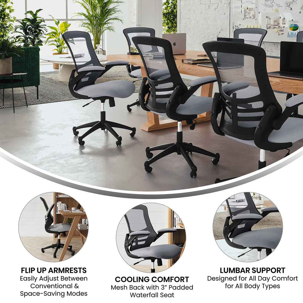 Office Chair, Ergonomic, Mid-Back, Dark Gray Mesh with Swivel