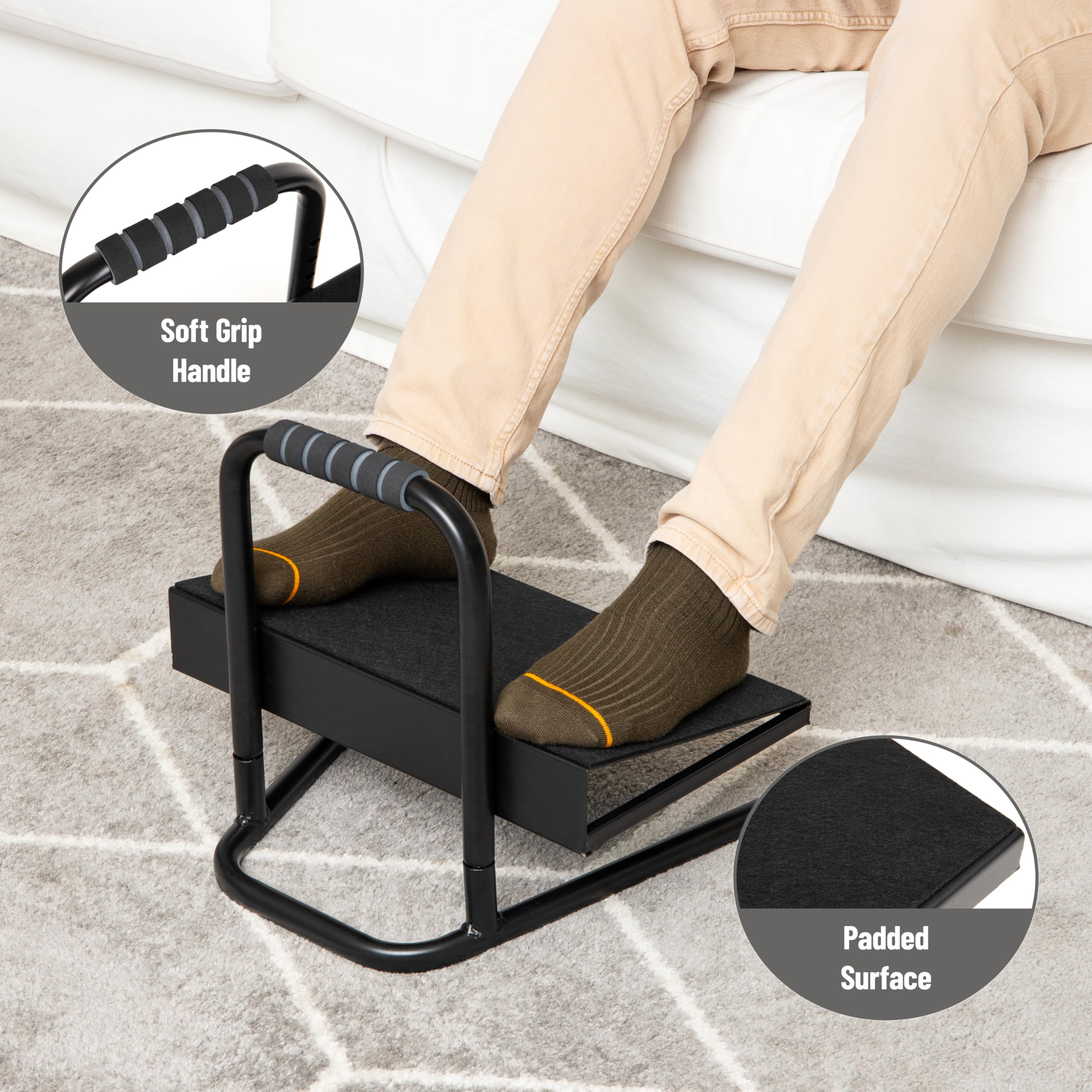Foot Rest, Under Desk at Work, Ergonomic, Height Adjustable, Office, Metal, Black