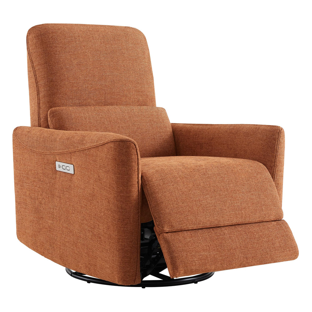 Power Recliner Chair Swivel Glider, FSC Certified Fabric Living Room Nursery Reclining Sofa Chair with Lumbar Support,Terracotta