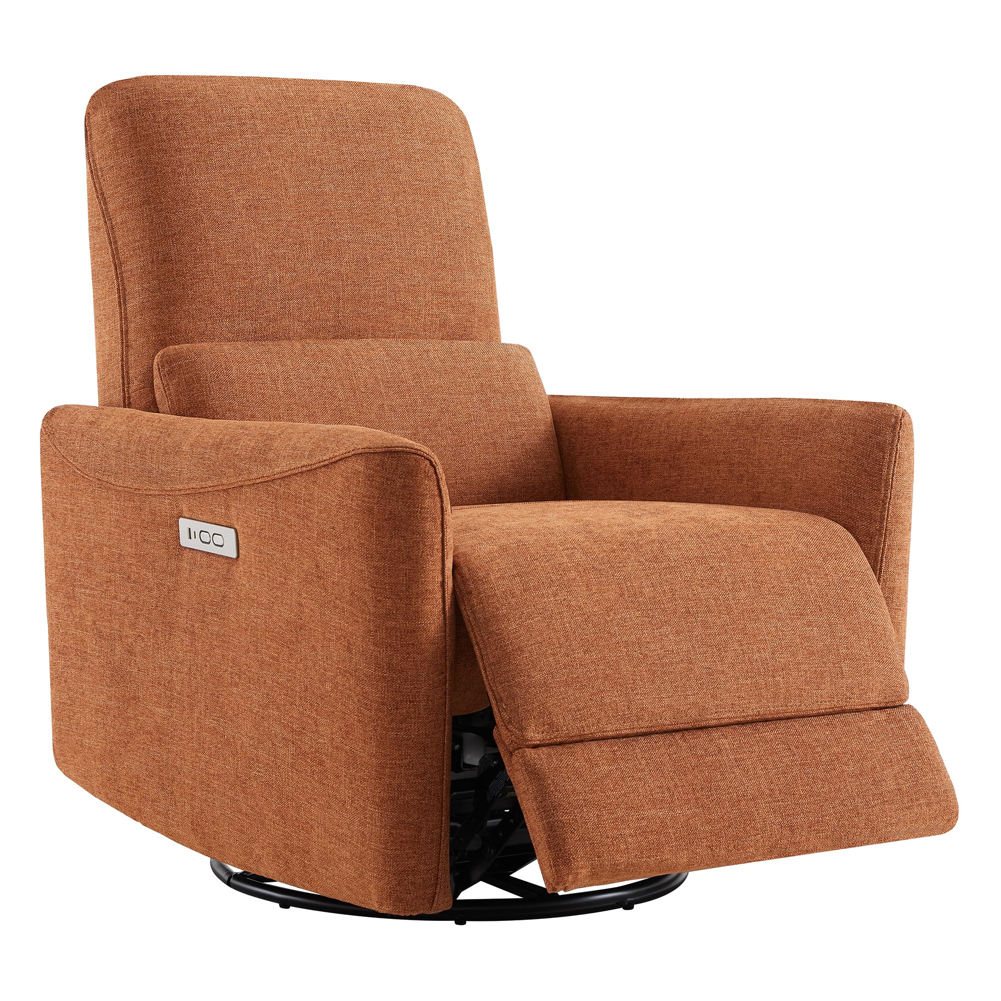 Power Recliner Chair Swivel Glider, FSC Certified Fabric Living Room Nursery Reclining Sofa Chair with Lumbar Support,Terracotta