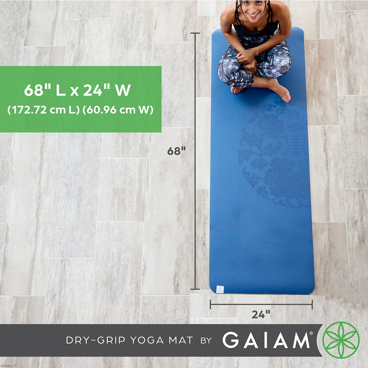 Dry-Grip Yoga Mat, Non-Slip, Hot Yoga (Purple)