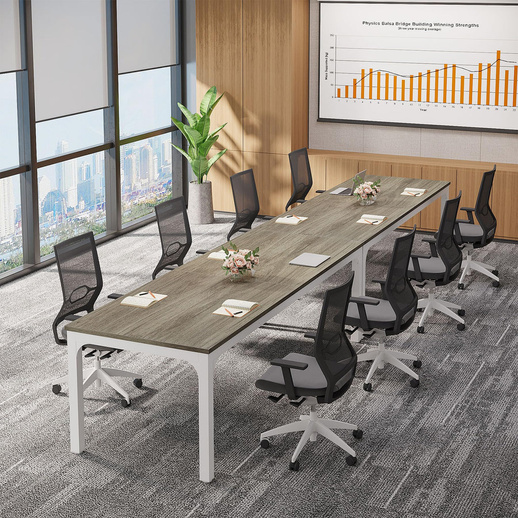 6.5 FT Conference Room Table, 78.74" W x 27.56" D Large Office Conference Table, Modern Seminar Meeting Table Desk for Boardroom, Meeting Room (1, Gray)
