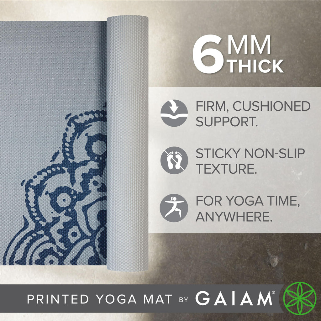 Premium Yoga Mat, 6mm Thick Print Mat (Indigo Fade)