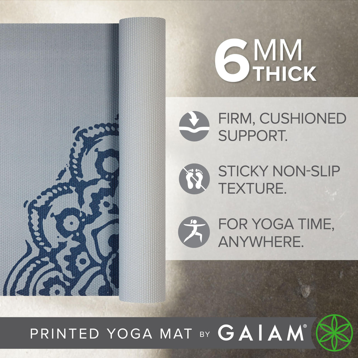 Premium Yoga Mat, 6mm Thick Print Mat (Indigo Fade)