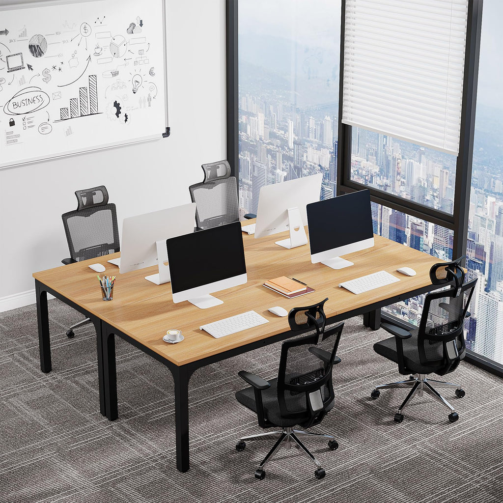 6.5 FT Conference Room Table, 78.74" W x 27.56" D Large Office Conference Table, Modern Seminar Meeting Table Desk for Boardroom, Meeting Room (1, Natural)