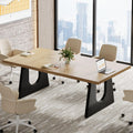 70.86" Rectangular Conference Table for 6-8 (Oak and Black)