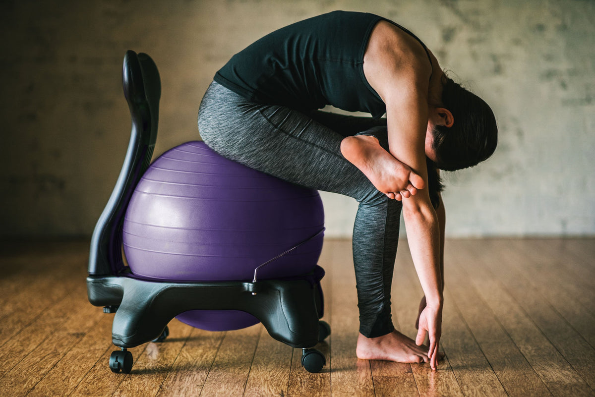 Classic Balance Ball Chair – Ergonomic Stability Chair for Desk & Office | Yoga Ball Seat with Base, Air Pump, & Exercise Guide | Improves Posture & Core Strength (300 lb Capacity)