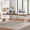 78.7-Inch Executive Desk, Large Computer Office Desk Workstation, Modern Simple Style Laptop Desk Study Writing Table Business Furniture for Home Office (Rustic Brown/White, 78.7 Inch)