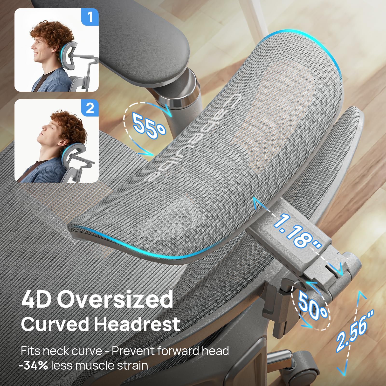 Ergonomic Office Chair with Adaptive Dual-Wing Lumbar Support - Over 10 Hours Sitting Comfortable Mesh Big and Tall Home Desk Chair, 4D Headrest, 630° Armrst, Seat Depth Adjustable