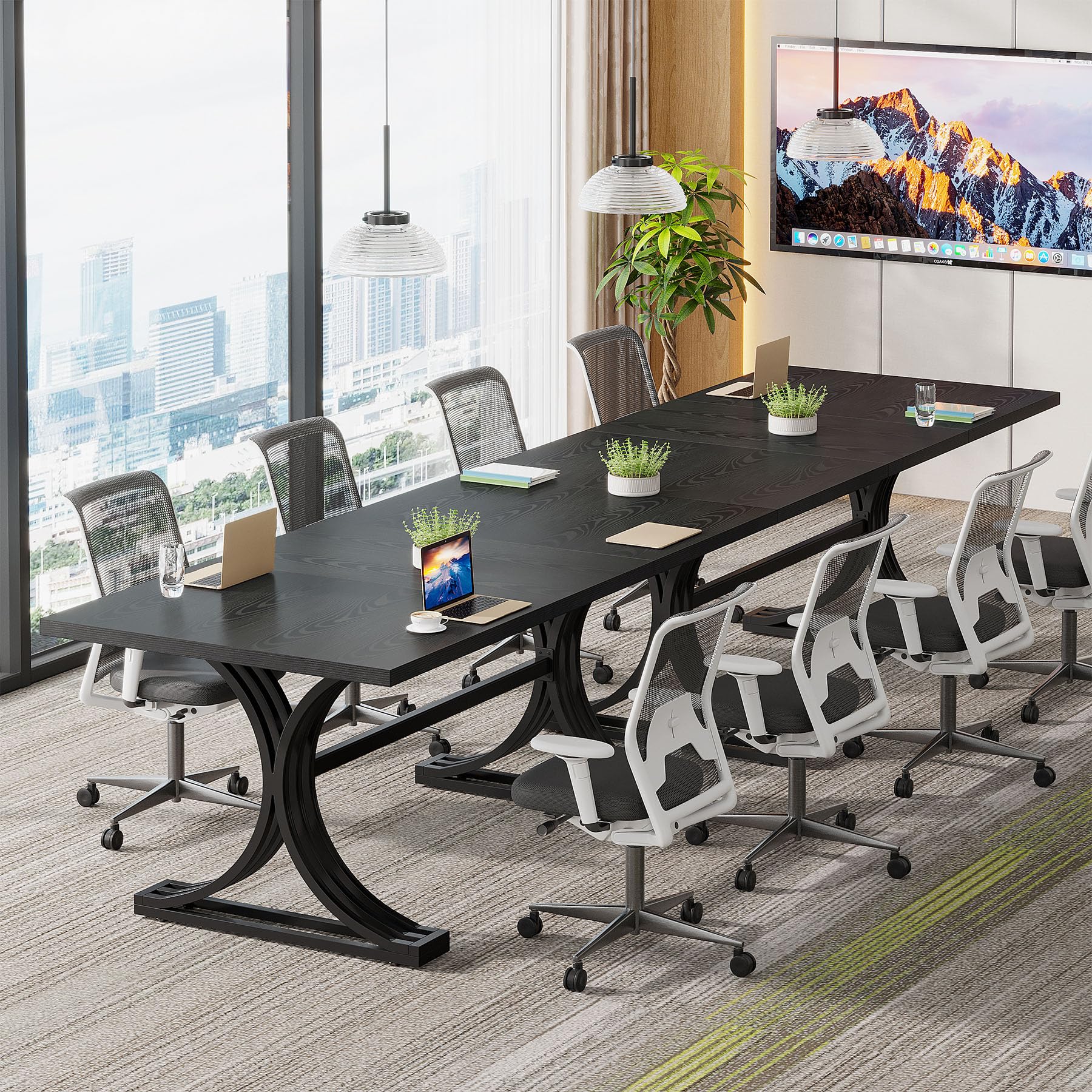 5FT Small Conference Table for 4 to 6, Modern Meeting Table with Strong Metal Frame for Office Meeting Conference Room
