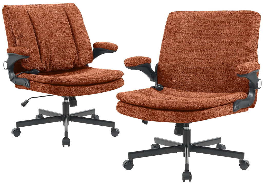 Criss Cross Office Chair with 2 in 1 Inflatable Flip-up Back, Ergonomic Wide Seat Desk Chair with Adjustable Arms and Wheels, Cross Legged Office Chair for Home & Office, Orange