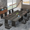 10.5FT Conference Table, Large Rectangle Meeting Seminar Table for 12-14 Person, Long Wooden Business Tables (Set of 4, Dark Gray)