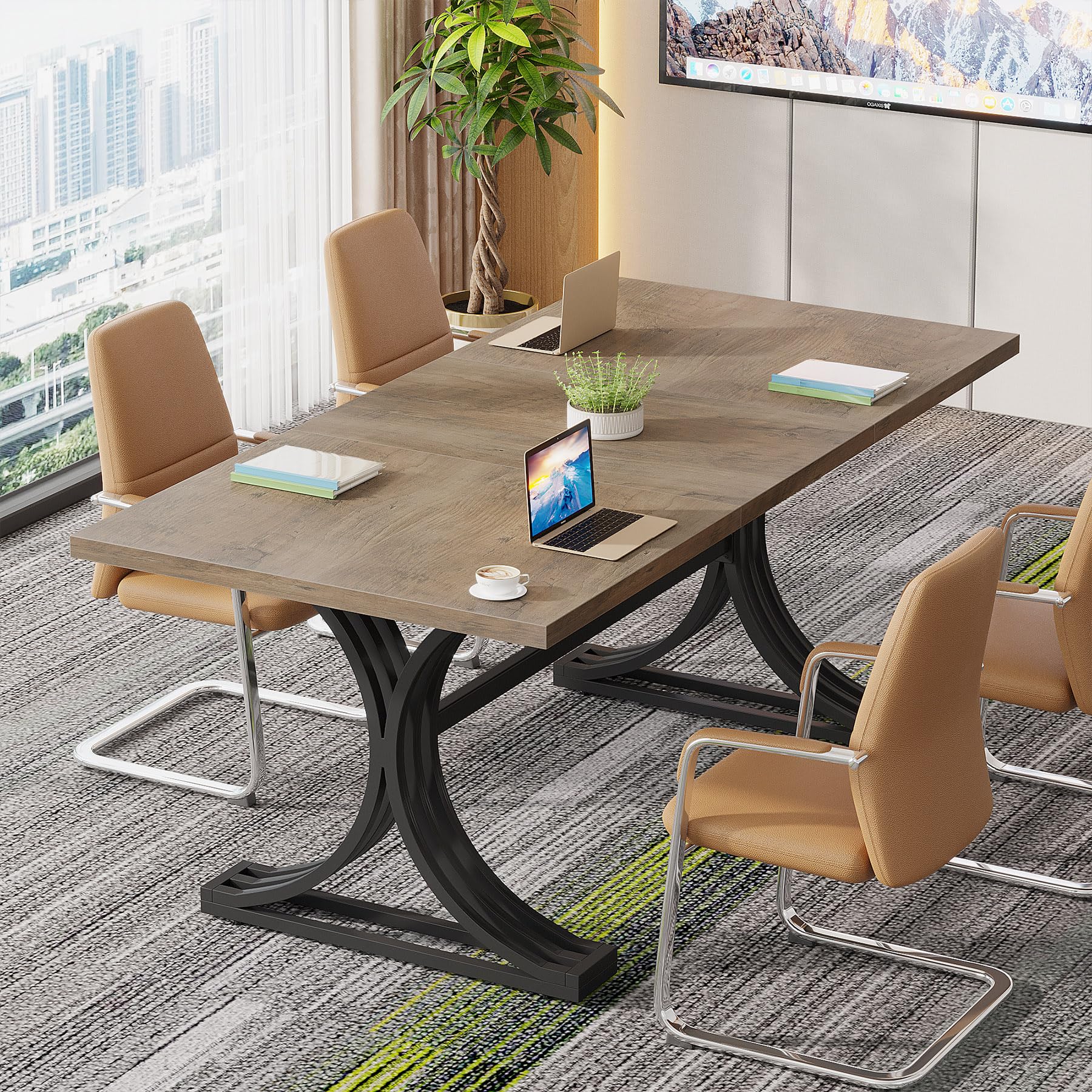 5FT Small Conference Table for 4 to 6, Modern Meeting Table with Strong Metal Frame for Office Meeting Conference Room