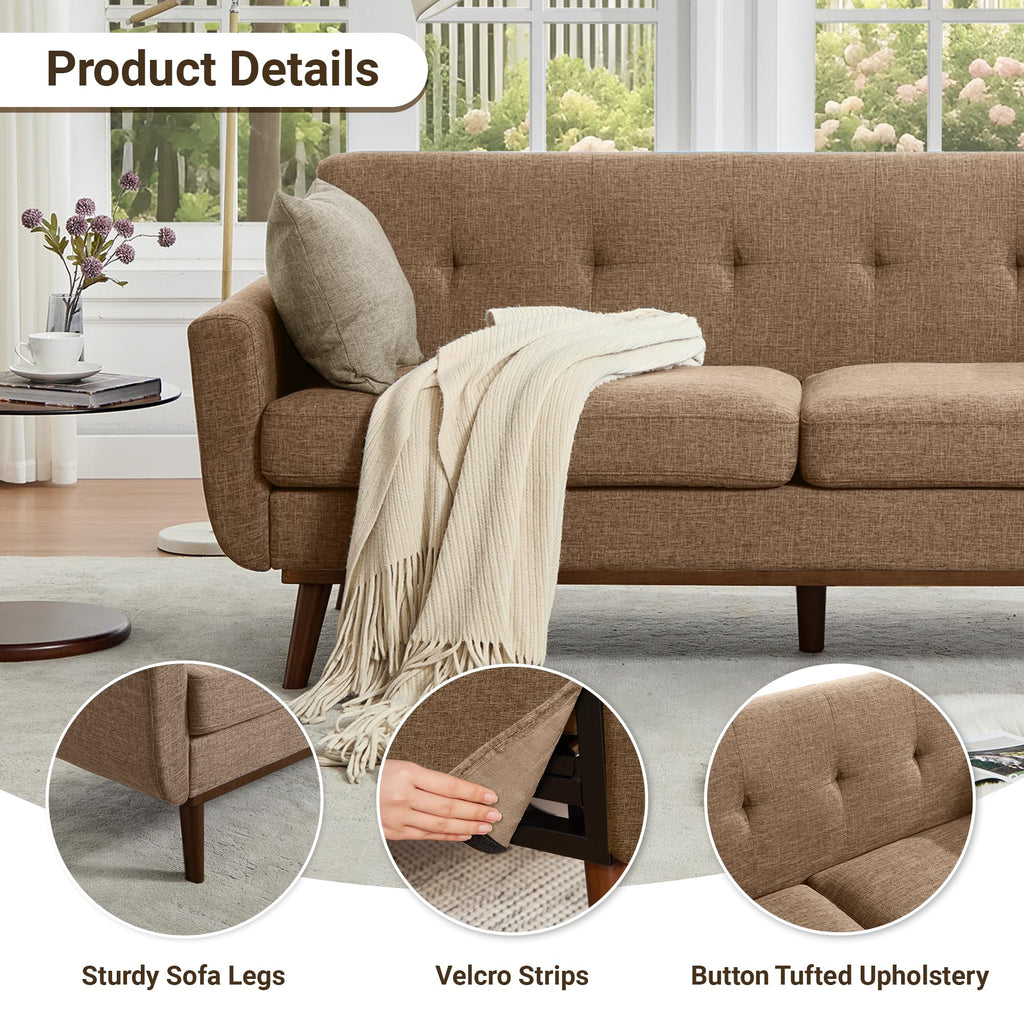 77.2" W Loveseat Sofa, Solid & Easy to Install Small Couch for Bedroom, Office, Apartment, Brown