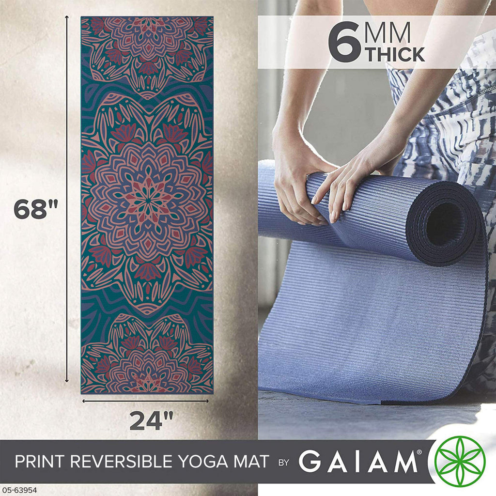Reversible Yoga Mat, 6mm Thick Print Mat (Jade Salutation)