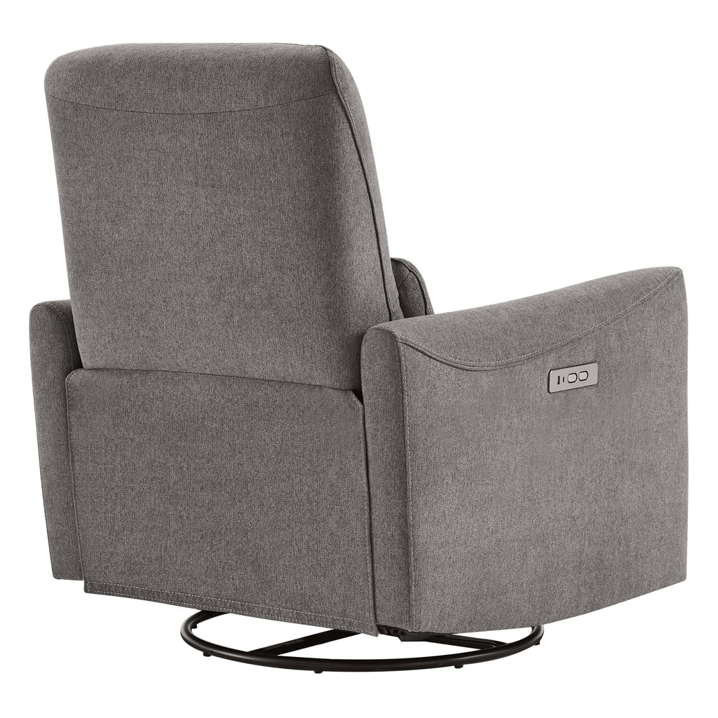 Power Recliner Chair Swivel Glider, FSC Certified Fabric Living Room Reclining Sofa Chair with Lumbar Support, Metal Grey