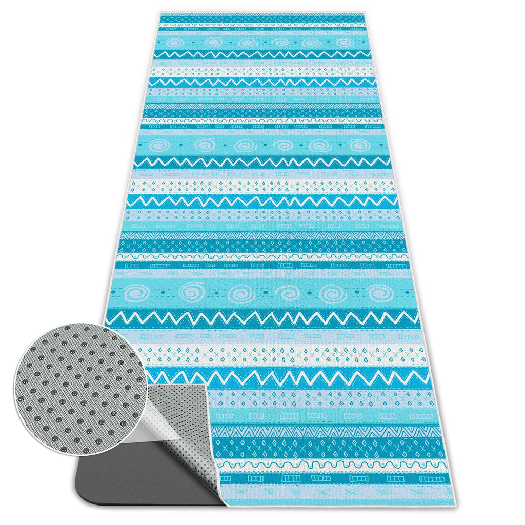 Yoga Towel,Absorbent Yoga Mat Towel for Hot Yoga Non Slip,Stylish Prints,Ideal for Workouts,Hot Yoga,Bikram,Pilates Equipment,72 x 27 in,Light Blue Triangle Geometry