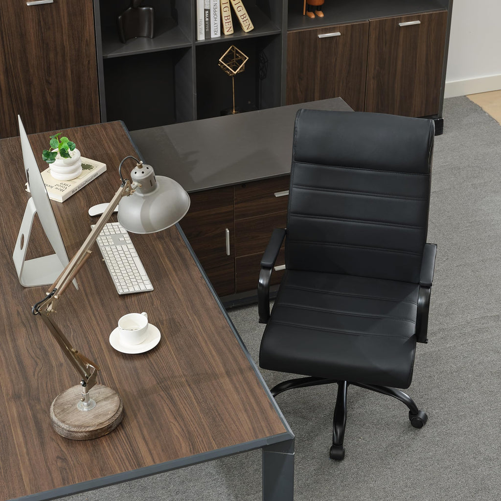 Office Desk Chair,Modern Conference Room Chairs,High Back Ergonomic Home ofiice Chair,Adjustable Height Swivel Executive Computer Chair with Padded Seat and Armrest,Pure Black