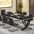 6.5FT Conference Table for 6-8 People, 78 inch Long Rectangular Seminar Table with Strong Metal Frame, Business Furniture Boardroom Desk for Office Meeting Conference Room (1PC, Black)
