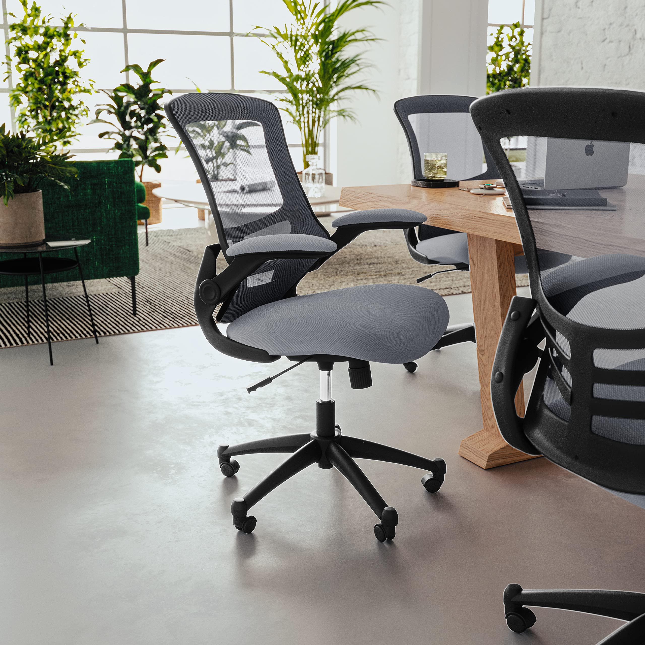 Office Chair, Ergonomic, Mid-Back, Dark Gray Mesh with Swivel
