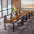 6.5 FT Conference Room Table, 78.74" W x 27.56" D Large Office Conference Table, Modern Seminar Meeting Table Desk for Boardroom, Meeting Room (2, Rustic Brown)