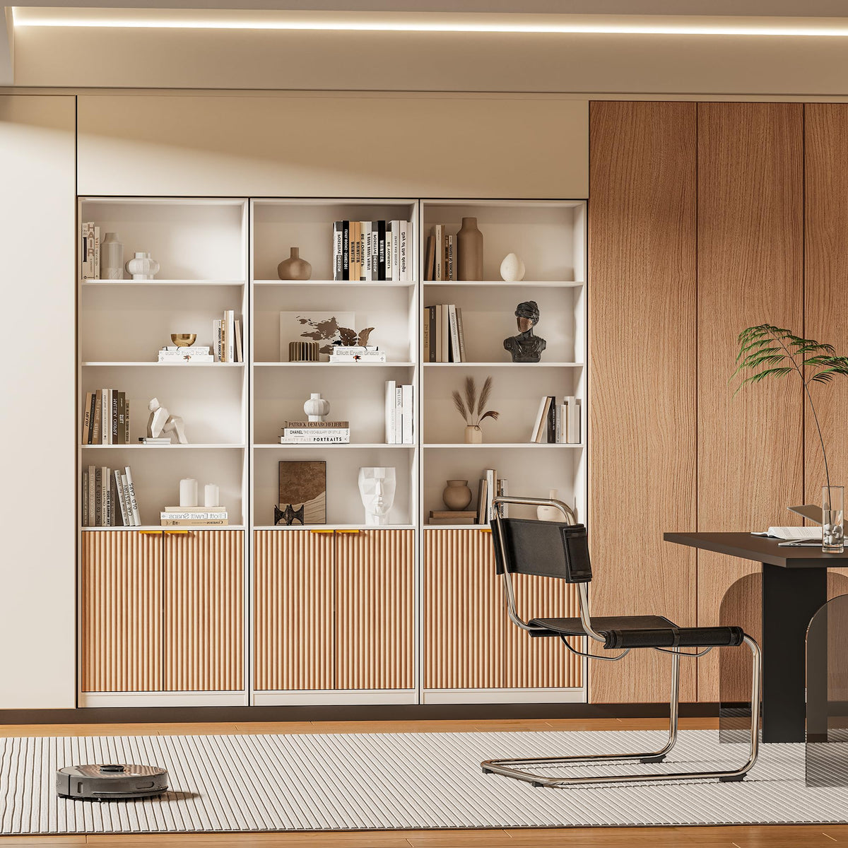 69" Tall Book Shelve Bookcases with Doors, Floor Standing 6 Shelf Display Shelves, Freestanding Shelving Unit with Closed Doors for Storage, Home Decor Furniture for Living Room Home Office