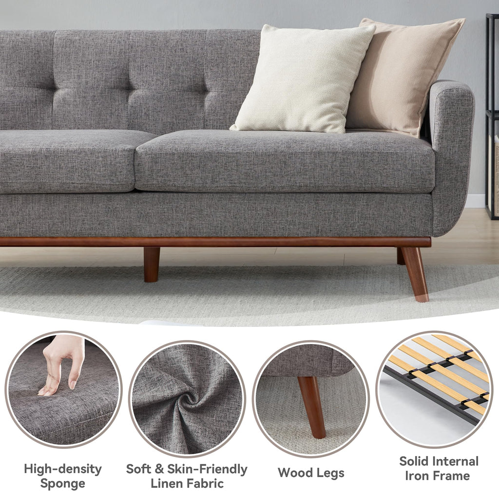 77.2" W Loveseat Sofa, Solid & Easy to Install Small Couch for Bedroom, Office, Apartment, Gray