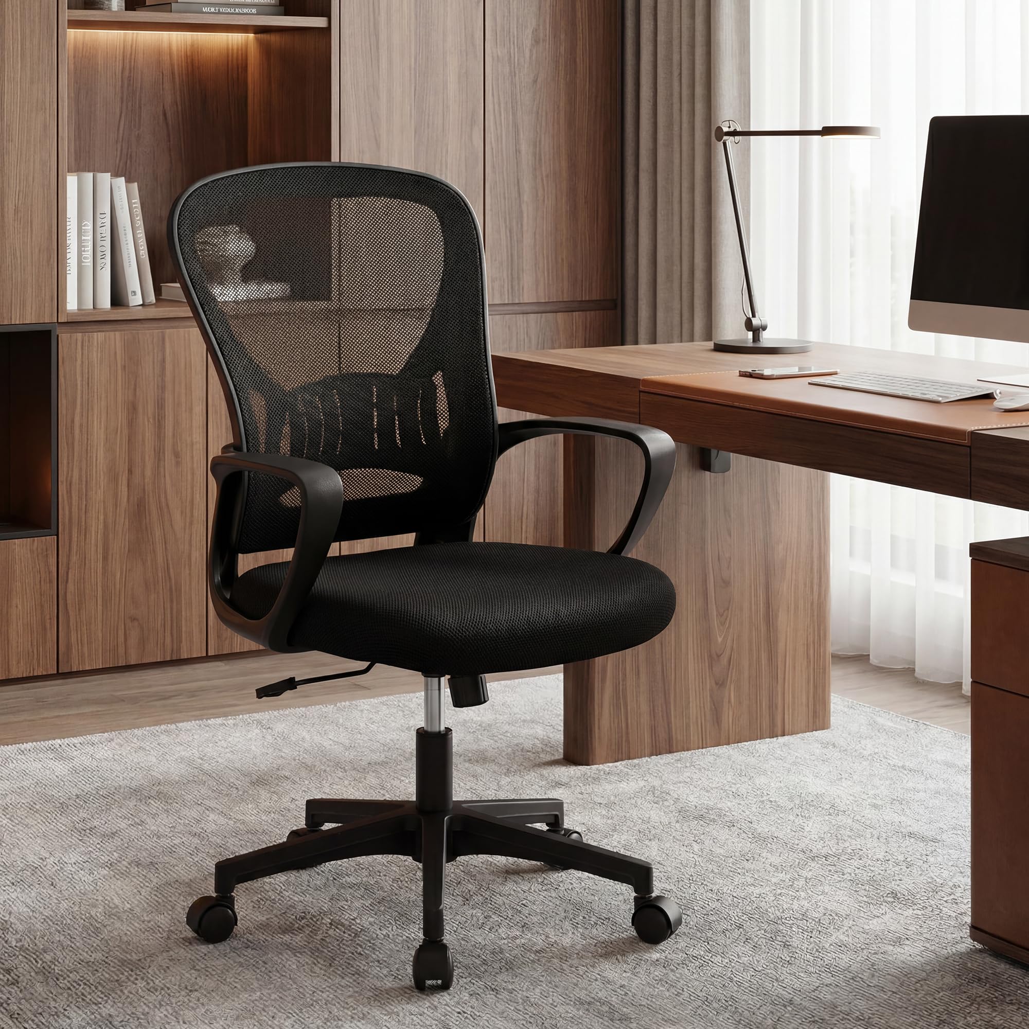 Ergonomic Office Chairs Set of 4, Mesh Conference Room Chairs, Swivel Computer Desk Chair with Wide Seat Cushion, Height Adjustable and Rocking Tilt for Home Office