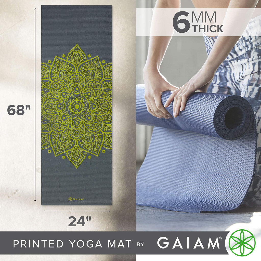 Premium Yoga Mat, 6mm Thick Print Mat (Citron Sundial)
