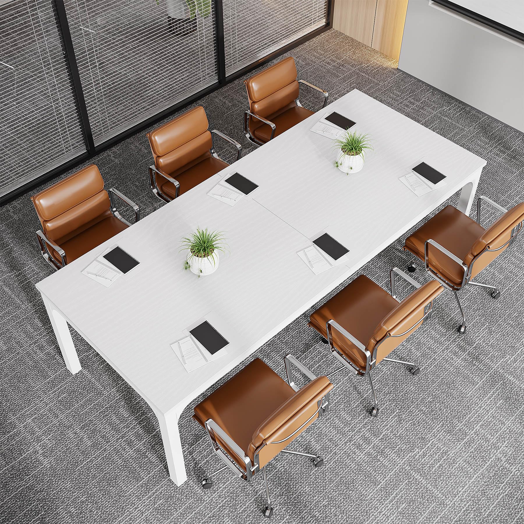 6.5 FT Conference Room Table, 78.74" W x 27.56" D Large Office Conference Table, Modern Seminar Meeting Table Desk for Boardroom, Meeting Room (1, White)