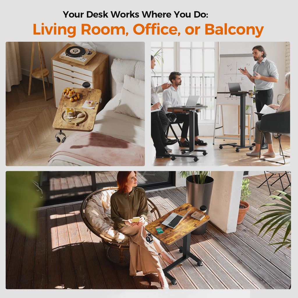 26*16 Inch Height Adjustable Electric Standing Desk, Rustic Brown