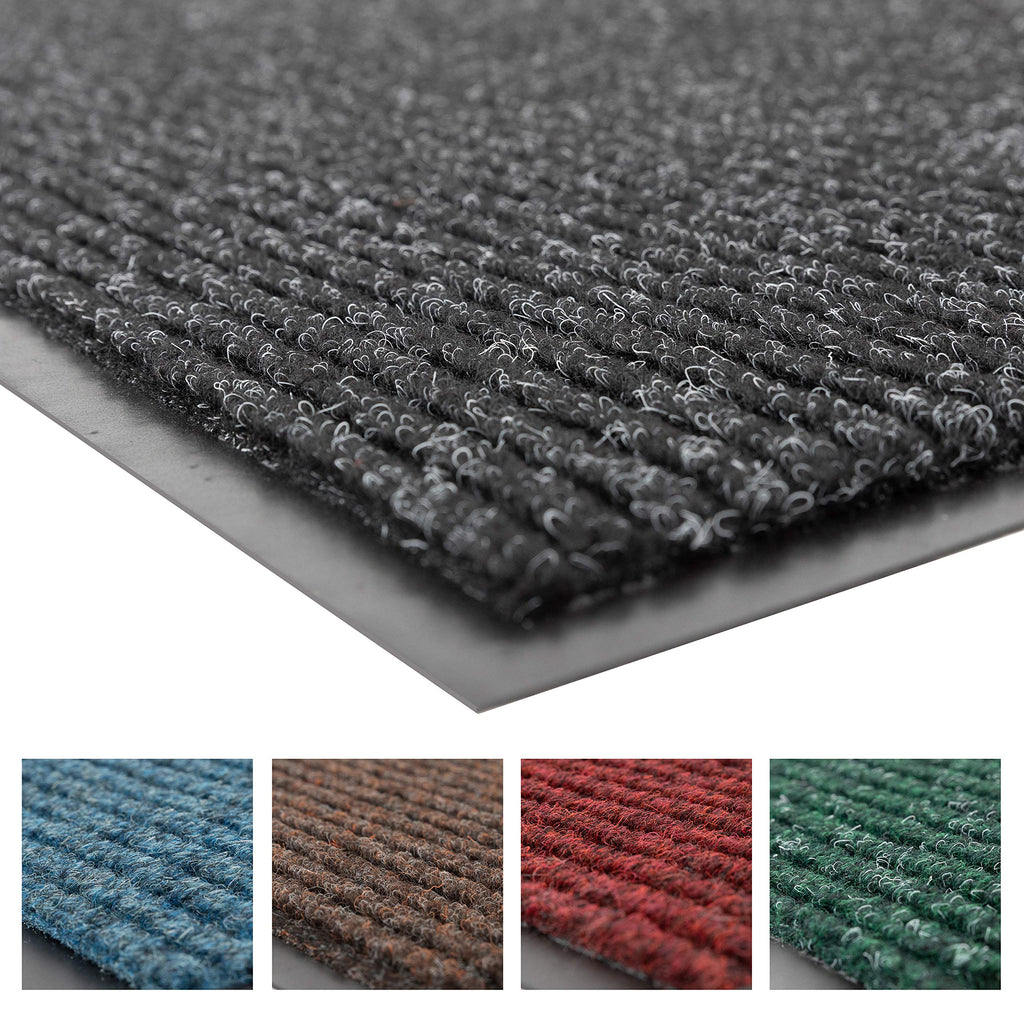 Industrial Door Mat, 3' x 4' Entrance Mat, Heavy Duty Commercial Rug for Businesses, Welcome Lobbies, Garage, and Mudroom, Made in the USA, Charcoal Black, Brush Step