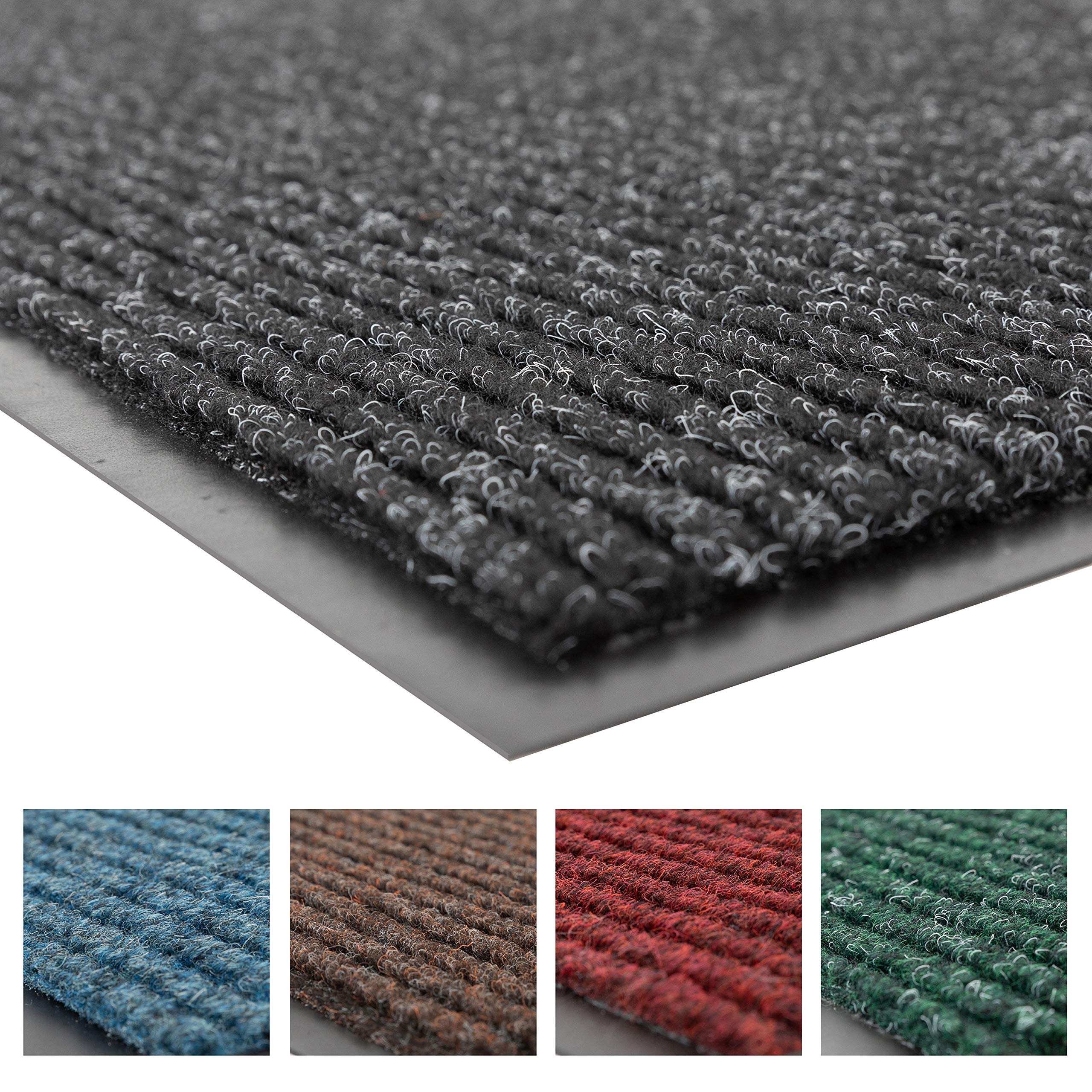 Industrial Door Mat, 3' x 4' Entrance Mat, Heavy Duty Commercial Rug for Businesses, Welcome Lobbies, Garage, and Mudroom, Made in the USA, Charcoal Black, Brush Step