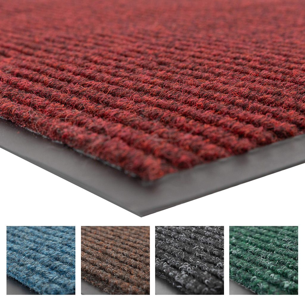 Industrial Door Mat, 3' x 4' Entrance Mat, Heavy Duty Commercial Rug for Businesses, Welcome Lobbies, Garage, and Mudroom, Made in the USA, Red, Brush Step
