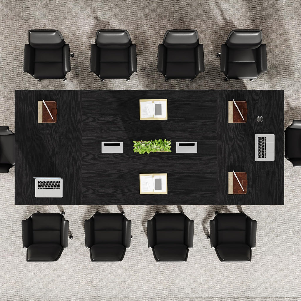8ft Conference Table, Large Meeting Table for 8-10 People, Business Seminar Furniture for Office Conference Room (1, Black)