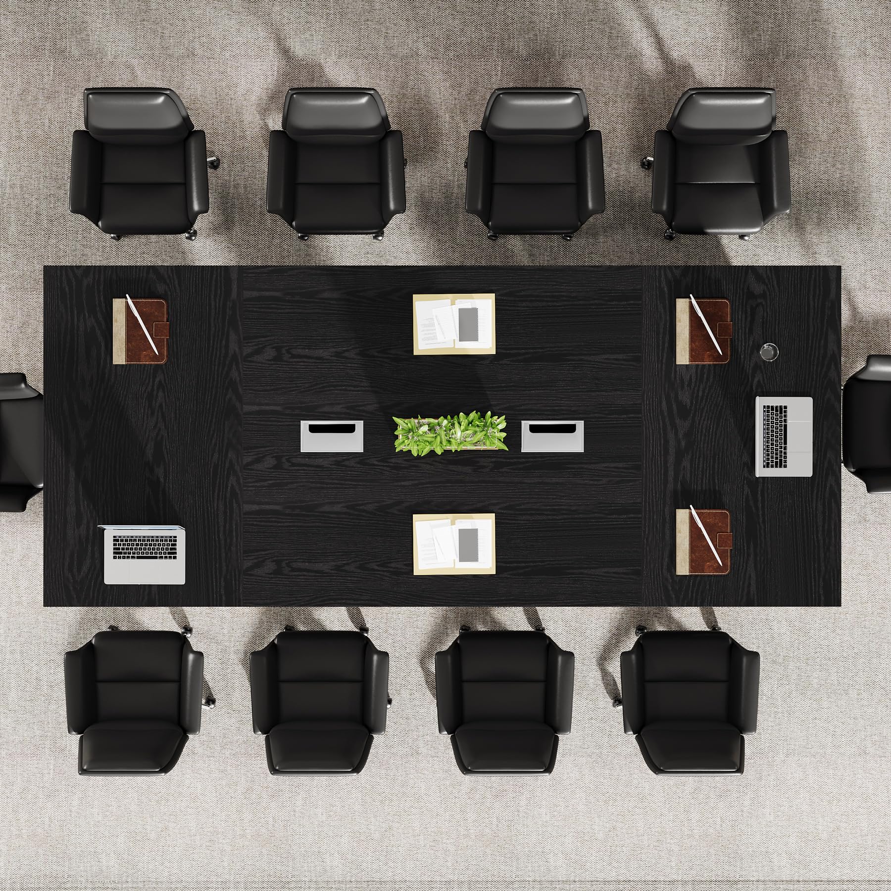 8ft Conference Table, Large Meeting Table for 8-10 People, Business Seminar Furniture for Office Conference Room (1, Black)