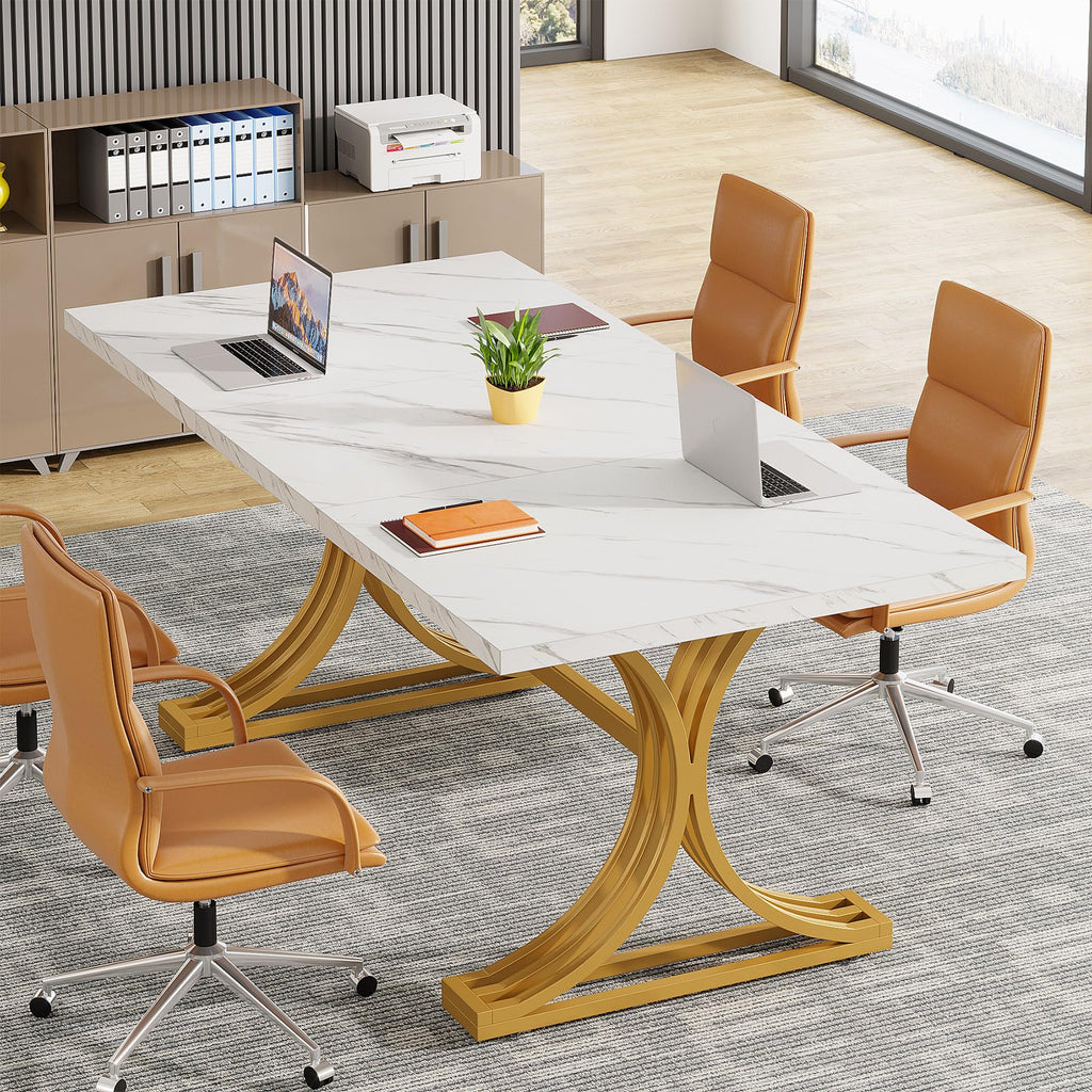 5FT Small Conference Table for 4 to 6, Modern Meeting Table with Strong Metal Frame for Office Meeting Conference Room