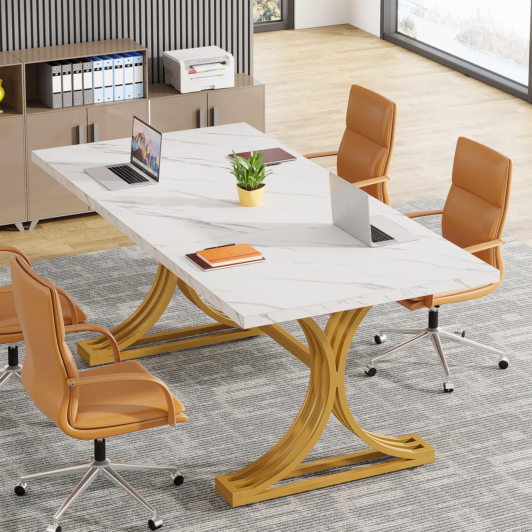 5FT Small Conference Table for 4 to 6, Modern Meeting Table with Strong Metal Frame for Office Meeting Conference Room