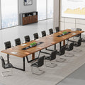 8FT Conference Table Set of 2, Large Meeting Podcast Table for 10 People, Business Style Wooden Training Table with Strong Metal Frame for Office Conference