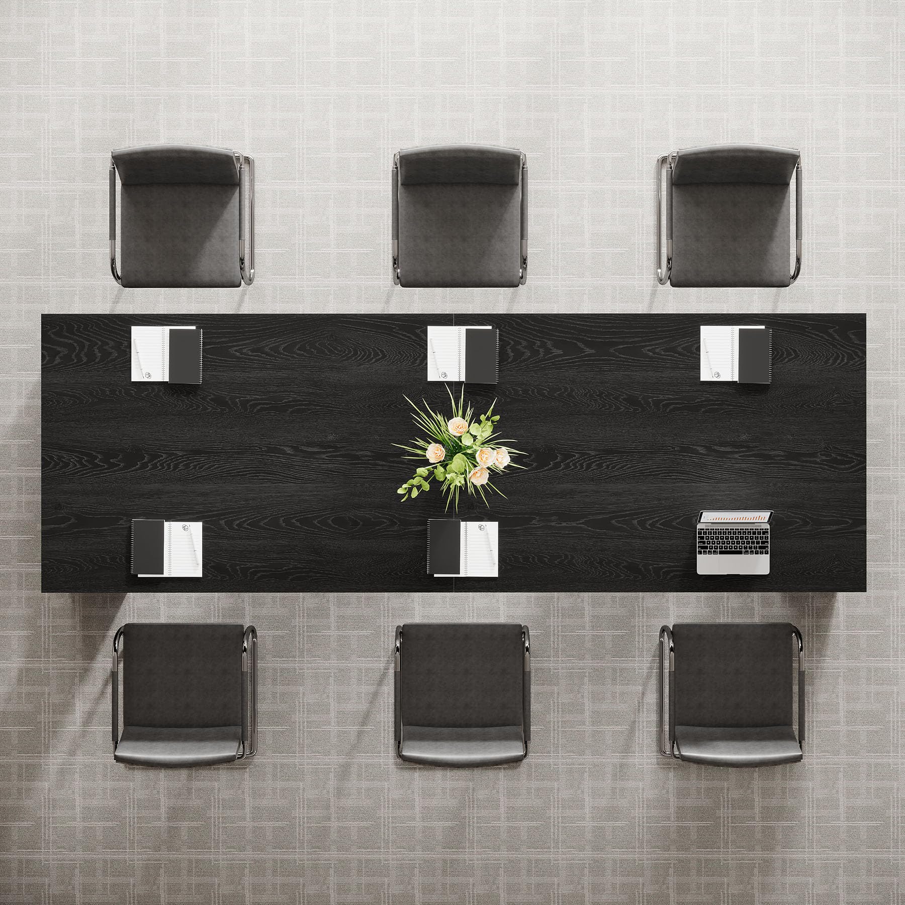 Large Conference Table for 6-8, 87-Inch Rectangular Meeting Table, Farmhouse Seminar Boardroom Desk for Office Conference Room (1, Black)